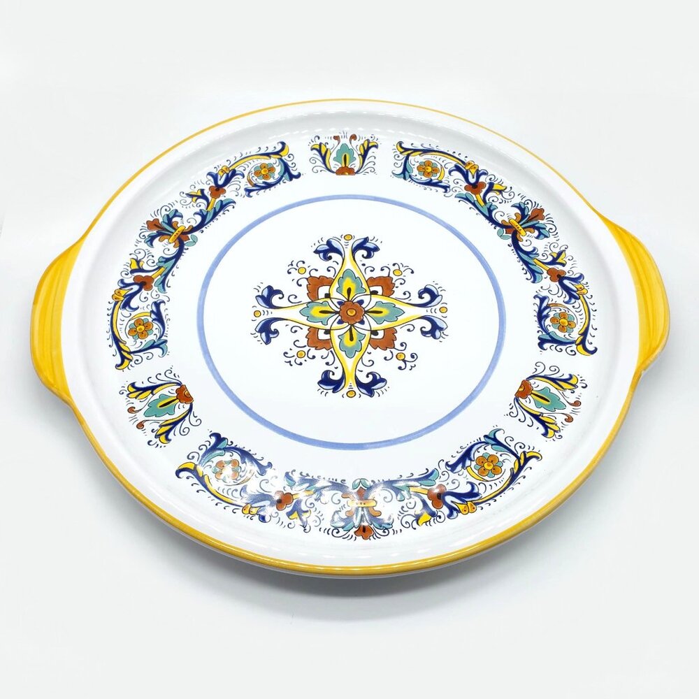 RARE Nova Deruta Hand Painted Double Handle Serving Platter 13"